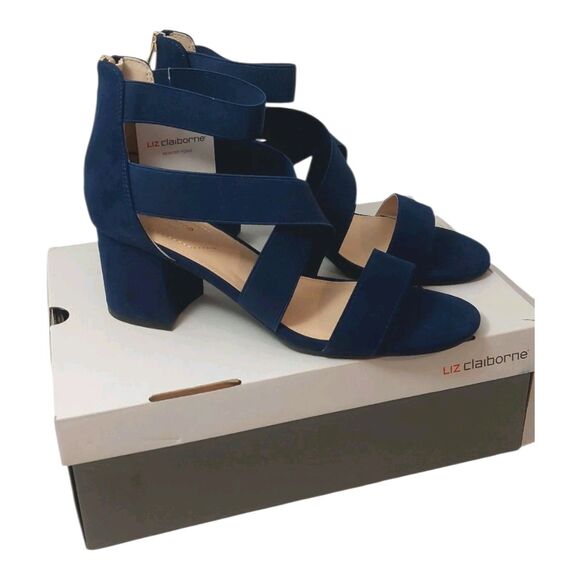 Liz Claiborne Women's Size 10 Emmah Heeled Sandals 10M Navy Blue Strappy - Picture 2 of 14